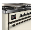 ILVE Majestic III 60-inch Dual Fuel Range with 5 Liquid Propane Burner, Griddle, French Top and Solid Door Electric Oven in Antique White with Burnished Trim (UM60FSQNR3AWBLP)