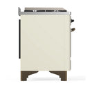 ILVE Majestic III 60-inch Dual Fuel Range with 7 Natural Gas Burner, Griddle, French Top and Solid Door Electric Oven in Antique White with Burnished Trim (UM60FSQNR3AWB)