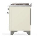 ILVE Majestic III 60-inch Dual Fuel Range with 7 Natural Gas Burner, Griddle, French Top and Solid Door Electric Oven in Antique White with Chrome Trim (UM60FSQNR3AWC)