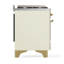 ILVE Majestic III 60-inch Dual Fuel Range with 5 Liquid Propane Burner, Griddle, French Top and Solid Door Electric Oven in Antique White with Brass Trim (UM60FSQNR3AWGLP)