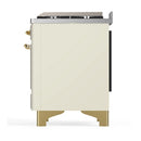 ILVE Majestic III 60-inch Dual Fuel Range with 7 Natural Gas Burner, Griddle, French Top and Solid Door Electric Oven in Antique White with Brass Trim (UM60FSQNR3AWG)
