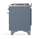 ILVE Majestic III 60-inch Dual Fuel Range with 5 Liquid Propane Burner, Griddle, French Top and Solid Door Electric Oven in Blue Grey with Chrome Trim (UM60FSQNR3BGCLP)