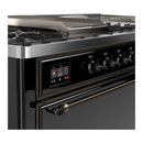 ILVE Majestic III 60-inch Dual Fuel Range with 5 Liquid Propane Burner, Griddle, French Top and Solid Door Electric Oven in Glossy Black with Burnished Trim (UM60FSQNR3BKBLP)
