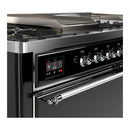 ILVE Majestic III 60-inch Dual Fuel Range with 5 Liquid Propane Burner, Griddle, French Top and Solid Door Electric Oven in Glossy Black with Chrome Trim (UM60FSQNR3BKCLP)