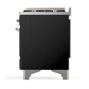 ILVE Majestic III 60-inch Dual Fuel Range with 5 Liquid Propane Burner, Griddle, French Top and Solid Door Electric Oven in Glossy Black with Chrome Trim (UM60FSQNR3BKCLP)