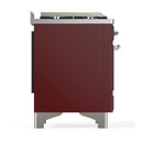 ILVE Majestic III 60-inch Dual Fuel Range with 5 Liquid Propane Burner, Griddle, French Top and Solid Door Electric Oven in Burgundy with Chrome Trim (UM60FSQNR3BUCLP)