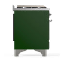 ILVE Majestic III 60-inch Dual Fuel Range with 5 Liquid Propane Burner, Griddle, French Top and Solid Door Electric Oven in Emerald Green with Chrome Trim (UM60FSQNR3EGCLP)