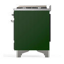 ILVE Majestic III 60-inch Dual Fuel Range with 5 Liquid Propane Burner, Griddle, French Top and Solid Door Electric Oven in Emerald Green with Chrome Trim (UM60FSQNR3EGCLP)