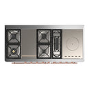 ILVE Majestic III 60-inch Dual Fuel Range with 5 Liquid Propane Burner, Griddle, French Top and Solid Door Electric Oven in Emerald Green with Copper Trim (UM60FSQNR3EGPLP)