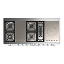 ILVE Majestic III 60-inch Dual Fuel Range with 5 Liquid Propane Burner, Griddle, French Top and Solid Door Electric Oven in Midnight Blue with Chrome Trim (UM60FSQNR3MBCLP)
