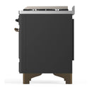ILVE Majestic III 60-inch Dual Fuel Range with 7 Natural Gas Burner, Griddle, French Top and Solid Door Electric Oven in Graphite Matte with Burnished Trim (UM60FSQNR3MGB)