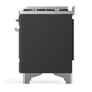 ILVE Majestic III 60-inch Dual Fuel Range with 5 Liquid Propane Burner, Griddle, French Top and Solid Door Electric Oven in Graphite Matte with Chrome Trim (UM60FSQNR3MGCLP)