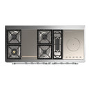 ILVE Majestic III 60-inch Dual Fuel Range with 7 Natural Gas Burner, Griddle, French Top and Solid Door Electric Oven in Graphite Matte with Chrome Trim (UM60FSQNR3MGC)