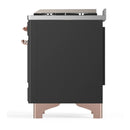 ILVE Majestic III 60-inch Dual Fuel Range with 5 Liquid Propane Burner, Griddle, French Top and Solid Door Electric Oven in Graphite Matte with Copper Trim (UM60FSQNR3MGPLP)