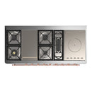 ILVE Majestic III 60-inch Dual Fuel Range with 7 Natural Gas Burner, Griddle, French Top and Solid Door Electric Oven in Graphite Matte with Copper Trim (UM60FSQNR3MGP)