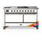 ILVE Majestic III 60-inch Dual Fuel Range with 5 Liquid Propane Burner, Griddle, French Top and Solid Door Electric Oven in RAL with Burnished Trim (UM60FSQNR3RABLP)