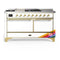ILVE Majestic III 60-inch Dual Fuel Range with 5 Liquid Propane Burner, Griddle, French Top and Solid Door Electric Oven in RAL with Brass Trim (UM60FSQNR3RAGLP)