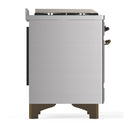 ILVE Majestic III 60-inch Dual Fuel Range with 7 Natural Gas Burner, Griddle, French Top and Solid Door Electric Oven in Stainless Steel with Burnished Trim (UM60FSQNR3SSB)