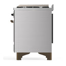ILVE Majestic III 60-inch Dual Fuel Range with 7 Natural Gas Burner, Griddle, French Top and Solid Door Electric Oven in Stainless Steel with Burnished Trim (UM60FSQNR3SSB)