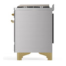 ILVE Majestic III 60-inch Dual Fuel Range with 5 Liquid Propane Burner, Griddle, French Top and Solid Door Electric Oven in Stainless Steel with Brass Trim (UM60FSQNR3SSGLP)