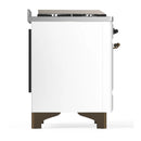 ILVE Majestic III 60-inch Dual Fuel Range with 5 Liquid Propane Burner, Griddle, French Top and Solid Door Electric Oven in White with Burnished Trim (UM60FSQNR3WHBLP)