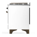ILVE Majestic III 60-inch Dual Fuel Range with 7 Natural Gas Burner, Griddle, French Top and Solid Door Electric Oven in White with Burnished Trim (UM60FSQNR3WHB)
