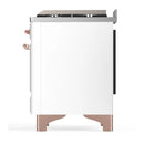 ILVE Majestic III 60-inch Dual Fuel Range with 5 Liquid Propane Burner, Griddle, French Top and Solid Door Electric Oven in White with Copper Trim (UM60FSQNR3WHPLP)