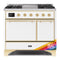 ILVE 40-Inch Majestic II Dual Fuel Range with 6 Sealed Burners and Removable Griddle with 3.82 cu. ft. Solid Door Oven in Brass Trim in Custom RAL Color (UMD10FDQNS3RALG)