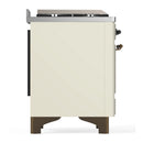ILVE Majestic III 40-inch Dual Fuel Range with 6 Natural Gas Burner, Griddle and Triple Glass Door Electric Oven in Antique White with Burnished Trim (UMD40FNR3AWB)