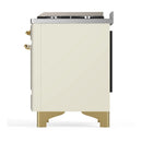 ILVE Majestic III 40-inch Dual Fuel Range with 6 Natural Gas Burner, Griddle and Triple Glass Door Electric Oven in Antique White with Brass Trim (UMD40FNR3AWG)