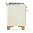 ILVE Majestic III 40-inch Dual Fuel Range with 6 Natural Gas Burner, Griddle and Triple Glass Door Electric Oven in Antique White with Brass Trim (UMD40FNR3AWG)