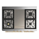 ILVE Majestic III 40-inch Dual Fuel Range with 6 Natural Gas Burner, Griddle and Triple Glass Door Electric Oven in Blue Grey with Brass Trim (UMD40FNR3BGG)