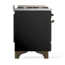 ILVE Majestic III 40-inch Dual Fuel Range with 6 Natural Gas Burner, Griddle and Triple Glass Door Electric Oven in Glossy Black with Burnished Trim (UMD40FNR3BKB)