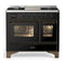 ILVE Majestic III 40-inch Dual Fuel Range with 5 Liquid Propane Burner, Griddle and Triple Glass Door Electric Oven in Glossy Black with Burnished Trim (UMD40FNR3BKBLP)