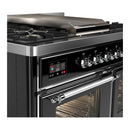 ILVE Majestic III 40-inch Dual Fuel Range with 6 Natural Gas Burner, Griddle and Triple Glass Door Electric Oven in Glossy Black with Chrome Trim (UMD40FNR3BKC)