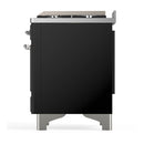 ILVE Majestic III 40-inch Dual Fuel Range with 6 Natural Gas Burner, Griddle and Triple Glass Door Electric Oven in Glossy Black with Chrome Trim (UMD40FNR3BKC)
