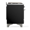 ILVE Majestic III 40-inch Dual Fuel Range with 6 Natural Gas Burner, Griddle and Triple Glass Door Electric Oven in Glossy Black with Chrome Trim (UMD40FNR3BKC)