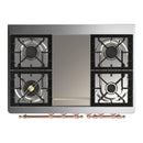 ILVE Majestic III 40-inch Dual Fuel Range with 6 Natural Gas Burner, Griddle and Triple Glass Door Electric Oven in Glossy Black with Copper Trim (UMD40FNR3BKP)
