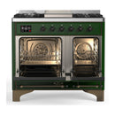 ILVE Majestic III 40-inch Dual Fuel Range with 5 Liquid Propane Burner, Griddle and Triple Glass Door Electric Oven in Emerald Green with Burnished Trim (UMD40FNR3EGBLP)