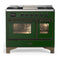 ILVE Majestic III 40-inch Dual Fuel Range with 5 Liquid Propane Burner, Griddle and Triple Glass Door Electric Oven in Emerald Green with Burnished Trim (UMD40FNR3EGBLP)