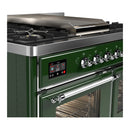 ILVE Majestic III 40-inch Dual Fuel Range with 6 Natural Gas Burner, Griddle and Triple Glass Door Electric Oven in Emerald Green with Chrome Trim (UMD40FNR3EGC)