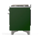 ILVE Majestic III 40-inch Dual Fuel Range with 6 Natural Gas Burner, Griddle and Triple Glass Door Electric Oven in Emerald Green with Chrome Trim (UMD40FNR3EGC)