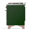 ILVE Majestic III 40-inch Dual Fuel Range with 5 Liquid Propane Burner, Griddle and Triple Glass Door Electric Oven in Emerald Green with Copper Trim (UMD40FNR3EGPLP)