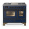ILVE Majestic III 40-inch Dual Fuel Range with 5 Liquid Propane Burner, Griddle and Triple Glass Door Electric Oven in Midnight Blue with Burnished Trim (UMD40FNR3MBBLP)
