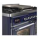 ILVE Majestic III 40-inch Dual Fuel Range with 5 Liquid Propane Burner, Griddle and Triple Glass Door Electric Oven in Midnight Blue with Chrome Trim (UMD40FNR3MBCLP)
