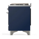 ILVE Majestic III 40-inch Dual Fuel Range with 5 Liquid Propane Burner, Griddle and Triple Glass Door Electric Oven in Midnight Blue with Chrome Trim (UMD40FNR3MBCLP)