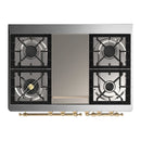 ILVE Majestic III 40-inch Dual Fuel Range with 6 Natural Gas Burner, Griddle and Triple Glass Door Electric Oven in Blue Grey with Brass Trim (UMD40FNR3MBG)