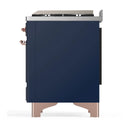 ILVE Majestic III 40-inch Dual Fuel Range with 5 Liquid Propane Burner, Griddle and Triple Glass Door Electric Oven in Midnight Blue with Copper Trim (UMD40FNR3MBPLP)