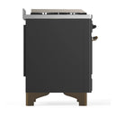 ILVE Majestic III 40-inch Dual Fuel Range with 6 Natural Gas Burner, Griddle and Triple Glass Door Electric Oven in Graphite Matte with Burnished Trim (UMD40FNR3MGB)