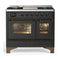 ILVE Majestic III 40-inch Dual Fuel Range with 5 Liquid Propane Burner, Griddle and Triple Glass Door Electric Oven in Graphite Matte with Burnished Trim (UMD40FNR3MGBLP)